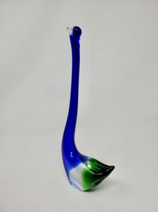 Vintage Blue and Green Art Glass Swan Figurine,  Murano 2