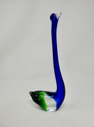 Vintage Blue and Green Art Glass Swan Figurine,  Murano 3