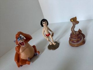 3 Jungle Book Pvc Figure Mowgli,  Kaa,  & King Louie Cake Topper Toy Disney Rare