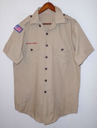 Boy Scouts Of America Insignia Uniform Shirt Bsa Vtg Usa Scout Adult Mens : Lg