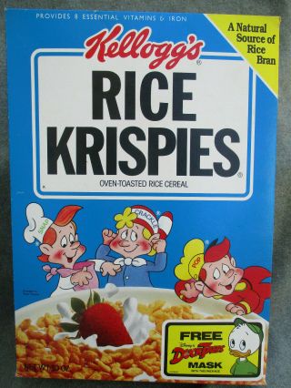 Vintage 1991 Kelloggs Rice Krispies Cereal Box W Louie Disney 