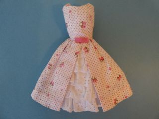 Vintage Barbie 931 Pink & White Floral Print Garden Party Dress,  Nm