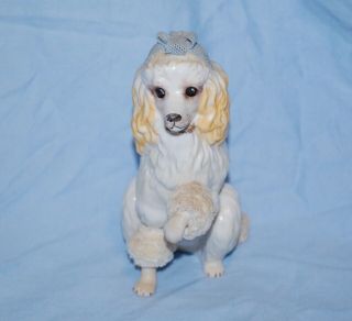 Rare Vintage Irish Dresden Porcelain 4 1/2 " Mamma Poodle Dog Figure - Ireland