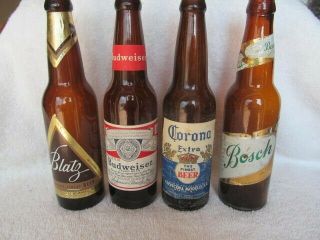 Vintage Corona - Budweiser - Bosch - Blatz Beer 12oz Bottle - Paper Labels