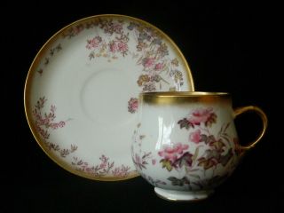 Vintage George Jones Crescent China Cup And Saucer " Chatsworth " Floral & Gilt