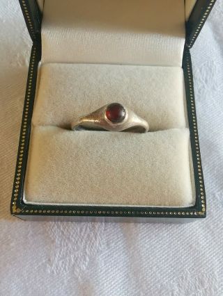 Vintage Sterling Silver Garnet Ring,  Size K
