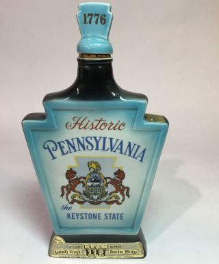 Vintage 1967 Jim Beam Decanter Historic Pennsylvania The Keystone State Empty