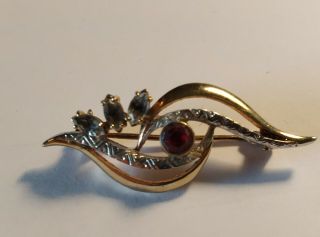 Gorgeous Vintage 800 Solid Silver And Vermiel Garnet And Clear Stones Brooch.