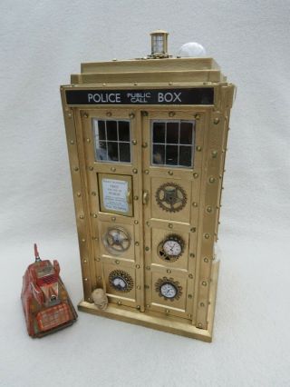 Doctor Who Figure Custom Made Tardis & K - 9 Steampunk Tardis & Figure Set
