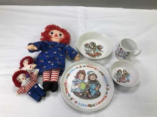 Vintage Raggedy Ann Dolls/dishes,  Cracked Handle