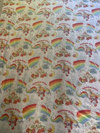 Vintage 1983 Hallmark Cards Inc Rainbow Brite Twin Size Flat Sheet Or Fabric
