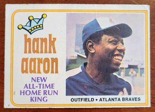 1974 Topps Hank Aaron Atlanta Braves 1 Baseball Card - All Time Hr King
