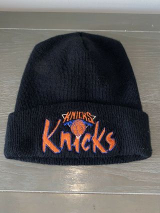 Vintage 90s York Knicks Cuffed Knit Beanie Retro Spellout