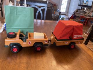Vintage Fisher Price 304 Safari Jeep And Trailer With Tent