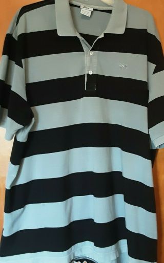 Lacoste Vintage Wash Short Sleeve Polo Shirt - Blue Black Rugby Stripe Men 9
