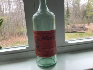 Rawr Vintage Moxie Bottle With Orange Paper Label Embossed Perforated