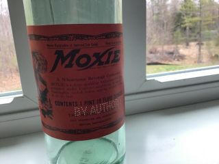 Rawr Vintage Moxie bottle with Orange Paper Label Embossed Perforated 3
