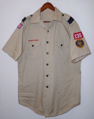 Boy Scouts Of America Insignia Uniform Shirt Bsa 235 Vtg Usa Scout Adult Men Lg