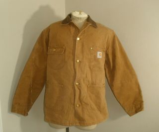 Vtg Carhartt 6blct Fully Blanket Lined Duck Canvas Jacket Coat Usa Made 44 Tall