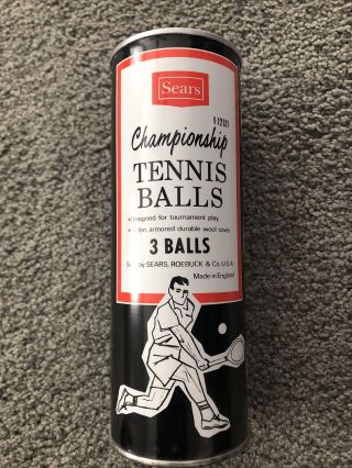 Vintage Sears,  Roebuck & Co.  Championship Tennis Balls.  In Can 3 Balls