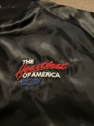 Vintage Chevrolet Chevy The Heartbeat of America Black Satin Jacket Men ' s Large 2