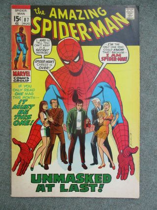 Vintage 1970 The Spider - Man Issue 87 Marvel Comic Book
