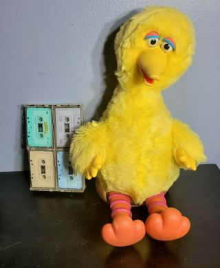 Vintage 1986 Big Bird Story Magic 20 " Talking Plush With 6 Cassettes