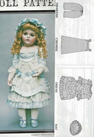 24&26 " Antique French Bru Jne Doll Lace Trim Dress Underwear Hat Pattern German