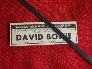 David Bowie 1972 Vintage Gig Advert Wallington Hall Sutton Ziggy Tour