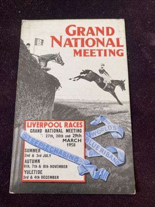The Grand National 1958 Aintree Steeplechase Vintage Postcard Horse Racing