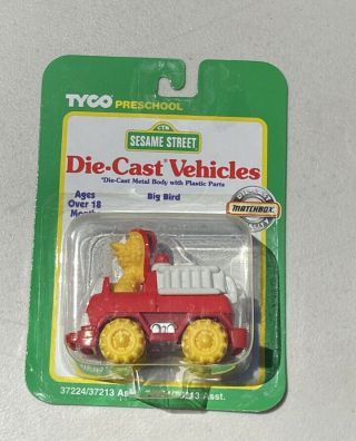 Vintage 1997 Sesame Street Big Bird Fire Truck Die Cast Vehicles Car Nib Oop