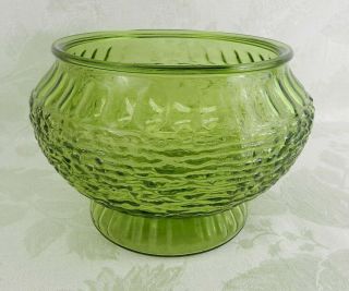 Vintage Napco Vase / Bowl / Planter Green Clear Glass 5.  25 " H X 7.  25 " W