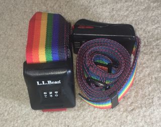 Rare Ll Bean Rainbow Luggage Belt W/ Combination Lock Vintage Lgbtq