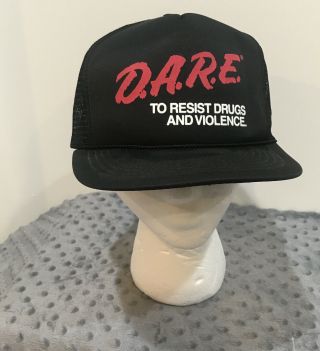 Vintage 1980’s D.  A.  R.  E.  Dare Keep Kids Off Drugs Snapback Baseball Hat Cap Mesh