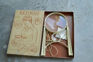 Vintage Ezy Mag Hands Magnifying Glass Donegan Optical W Box