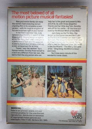 Vintage Betamax Wizard Of Oz MGM/CBS 1980 2