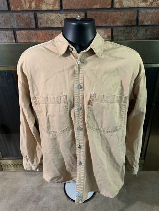 Vintage Levi’s Red Tab Denim Western Button Up Long Sleeve Shirt Mens Medium