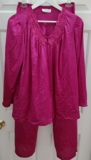 Vintage Vanity Fair Hot Pink Pajamas Lounging Set Made In U.  S.  A.  Womens Small S