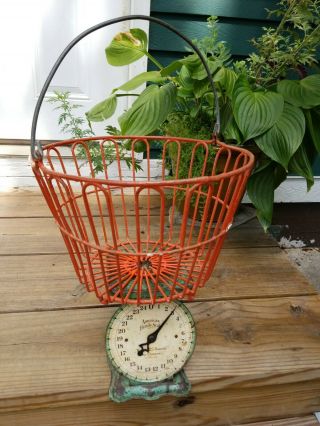 Vintage Rubber Coated Wire Metal Basket For Golf Balls Or Storage Orange