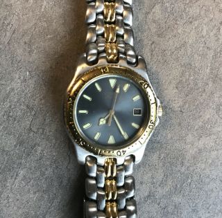 Vintage Citizen Mens Diver Style Watch Two Tone Gold/silver & Dark Blue Dial J