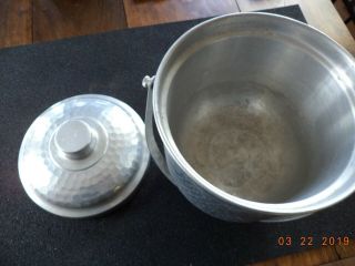 Vintage Italian made hammered aluminum 10.  5 - inch tall ice bucket with lid 2