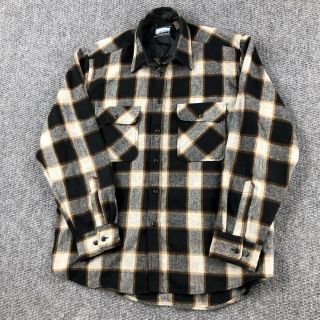 Vintage Fieldmaster Wool Blend Flannel Size Large Lumberjack Shirt Plaid Grunge