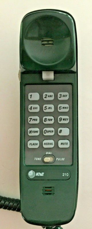 Vintage AT&T Trimline 210 Dark Green Corded Phone,  & Great 2