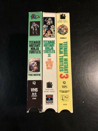 Teenage Mutant Ninja Turtles The Movie TMNT 1,  2 & 3 VHS Vintage Cult Rare 2