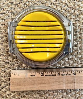 Vintage Metal Wire Hard Boiled Egg Slicer Cutter Cast Aluminum Yellow Plastic