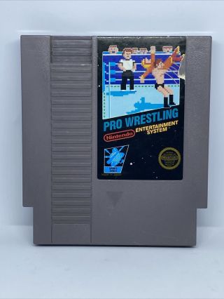 Vintage Nintendo Nes Pro Wrestling (5 Screw) Cleaned Authentic.