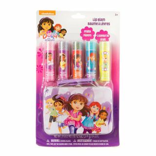 Nickelodeon Dora The Explorer Flavored Lip Gloss Gift Lip Balm Set 5 & Bonus Tin
