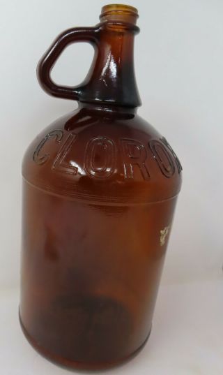 Vtg 59 Brown Amber Glass Clorox 64 Oz Bottle Jug No Lid
