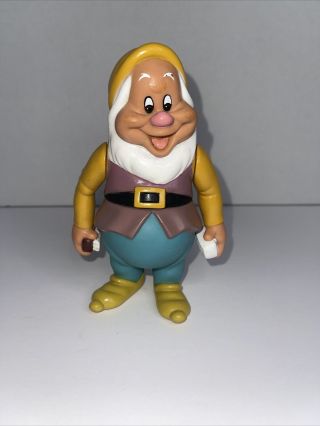 Vintage Disney Snow White Seven 7 Dwarfs 6 " Thailand Rubber Figure - Happy