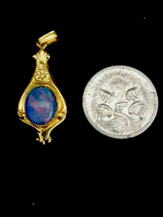 Vintage Queensland Opal Pendant,  Gold Plated Stunning Reds And Blues.